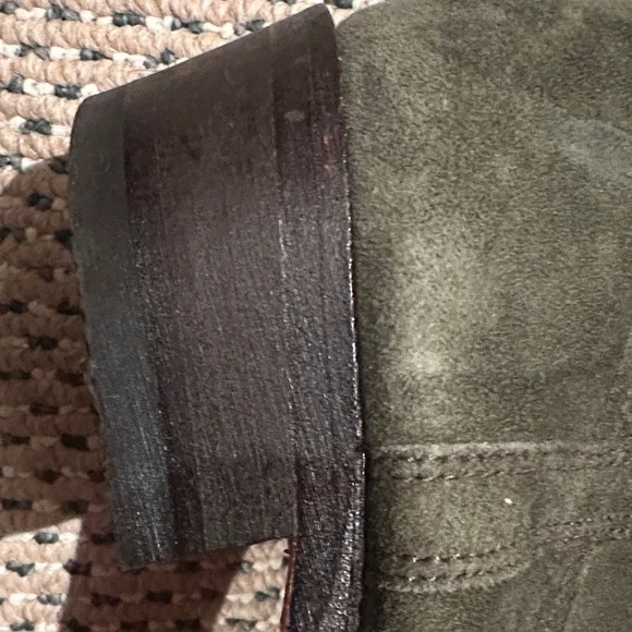 Olive Green Suede Knee-High Boots - Picture 7 of 8